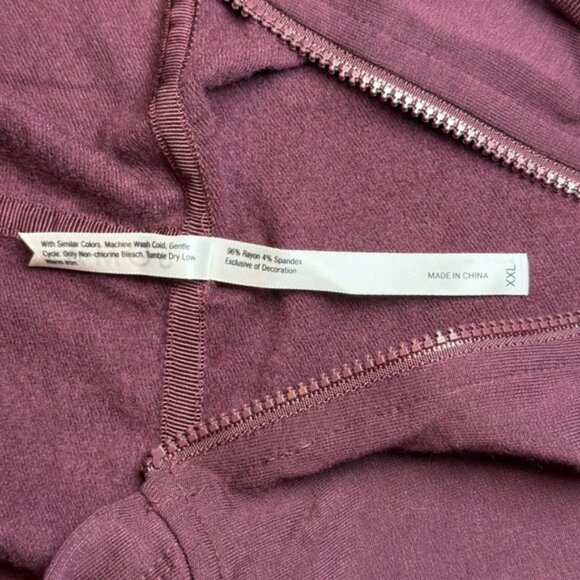 Soma Ultra Soft Fleece Jacket Merlot Full Zip Hoodie XXL Loungewear NEW - Picture 6 of 9